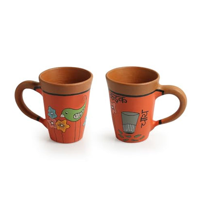 Image 2 of ExclusiveLane Chai Birdies Terracotta Tea Cups Set of 2 250 ml