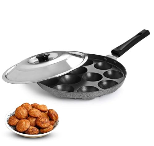 Image 3 of HOMESTED 12 Cavity Appam Patra Pan Non-Stick Paniyaram Pan with Ergonomic Handle Pack of 1