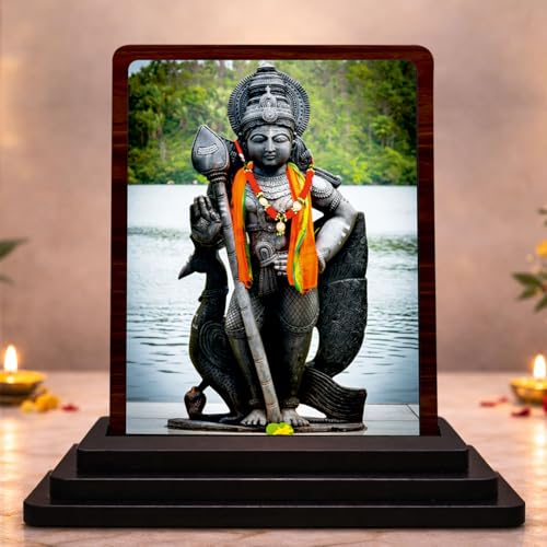 Image 1 of Default Title for the product HD Printed Hanuman Statue Wooden Idol 4x5 Inch Classic Devotional Spiritual Showpiece