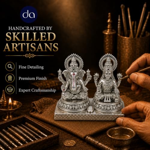 Image 4 of Dev Aastha 999 Silver Lakshmi Ganesh Set 3.5 Inch