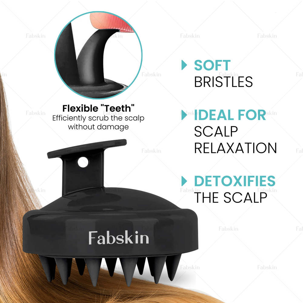 Image 2 of Fabskin Hair Scalp Massager & Shampoo Hair Brush - Black