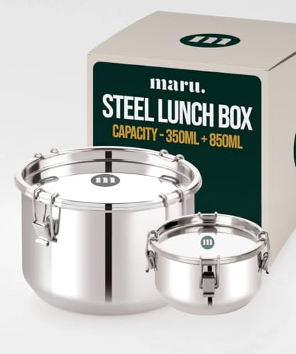 Image 9 of 350ml + 850ml for the product MARU Steel Leakproof Tiffin/Lunch Box