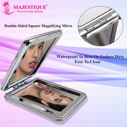 Image 3 of Majestique Glitter Portable Makeup Mirror, Double-Sided Foldable Hand Mirror