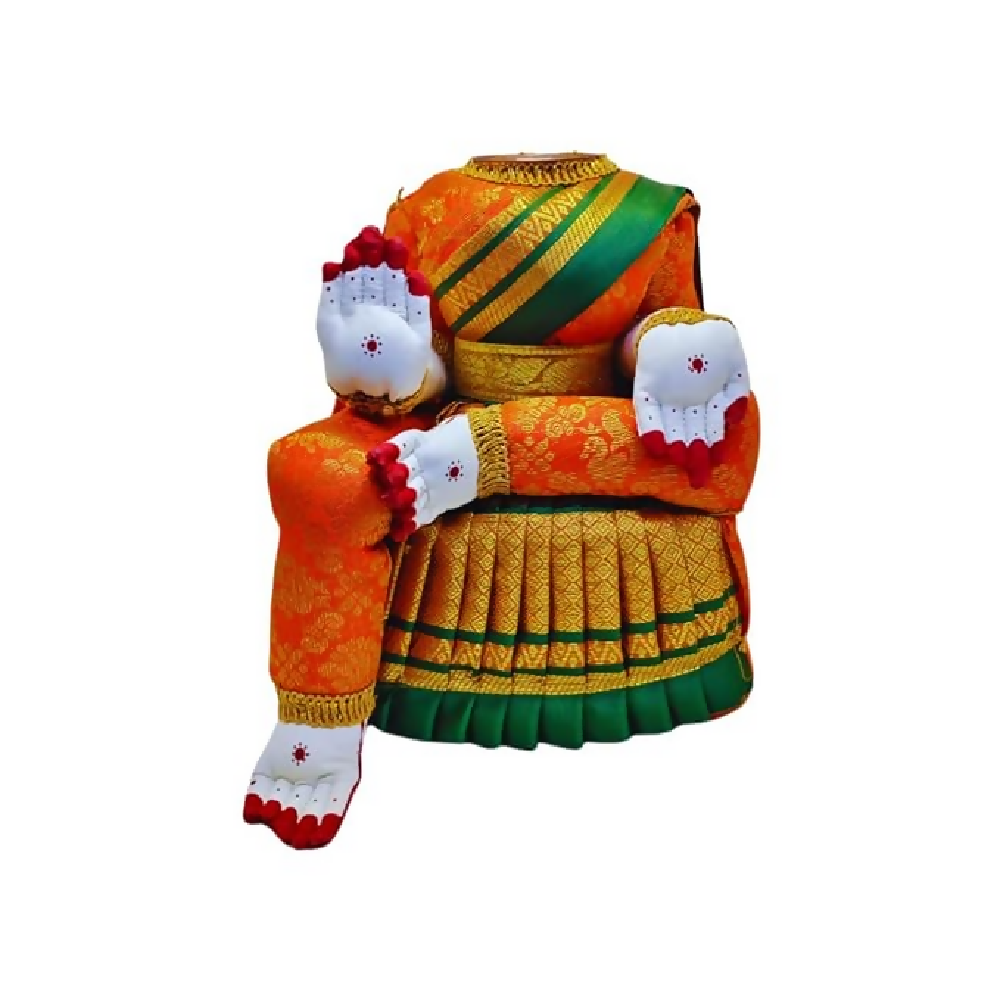 Image 1 of 8 Inch for the product SRI YAGNAA - Decorative Ammavari Doll - Orange