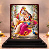 Image 1 of Default Title for the product Radha Krishna Ornate Frame Wooden Idol 4x5 Inch HD Printed Table Decor for Home Temple