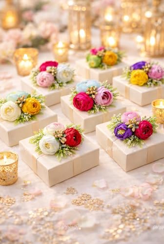 Image 4 of Divyakosh Decorative Peony Flower Bunch Set | Package Contains 6 Artificial Flower Bunches for Wedding, Trousseau & Gift Packing