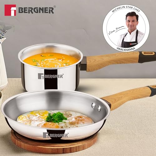 Image 2 of BERGNER TriPro Triply Stainless Steel 2 Pc Cookware Set - 22cm Frypan & 14cm (1.2L) Saucepan