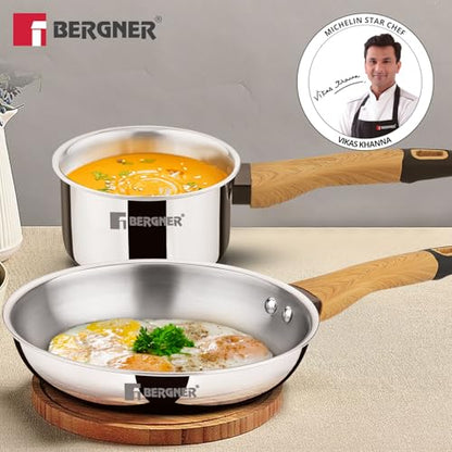 Image 2 of BERGNER TriPro Triply Stainless Steel 2 Pc Cookware Set - 22cm Frypan & 14cm (1.2L) Saucepan