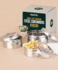 Image 1 of Default Title for the product MARU Stainless Steel Dabba Set for Kitchen with Transparent Lids Set of 3 (500ml, 750ml, 950ml)
