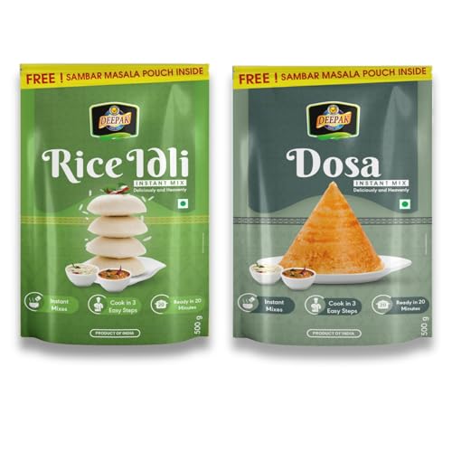 Image 1 of Pack of 1 for the product Deepak Rice Idli & Dosa Batter | Combo Pack | South Indian Instant Mix | Easy To Cook | Ready For Breakfast | Instant Dosa And Idli Batter - 500Gm + 500Gm