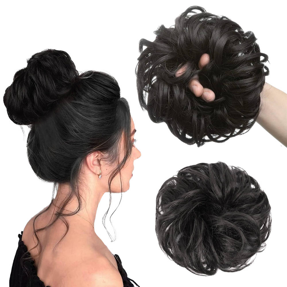Image 1 of 51g for the product Majestique Messy Bun Artificial Hair Scrunchies, Hair Extensions With Elastic Rubber Band