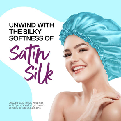 Image 4 of Fabskin Luxury Satin Silk Hair Bonnet Cap For Sleeping With Satin Scrunchie - Wine Color