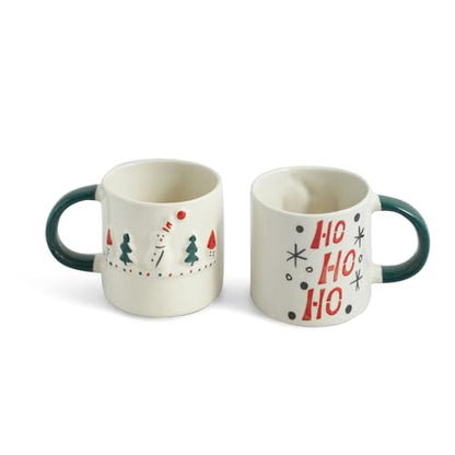 Image 3 of ExclusiveLane Christmas Charm Hand-Embossed Ceramic Coffee Mug Set of 2, 330 ML