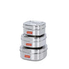Image 1 of 3-Piece Set / 550ml & 700ml & 1000ml for the product Sumeet Stainless Steel Square Storage Containers