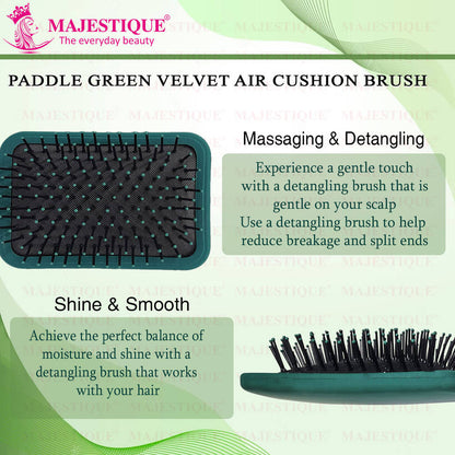 Image 3 of Majestique Paddle Green Velvet Air Cushion Hair Brush
