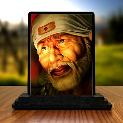 Image 1 of Default Title for the product Wood Sai Baba Idol, 10 cm x 12 cm x 1 cm, Multicolour