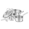 Image 1 of Default Title for the product BERGNER TriPro 4 Pcs Tri-Ply Stainless Steel Cookware Combo - 24cm/3L Kadai with Lid, 16cm/1.7L Teapan, 12cm/500ml Tadka Pan