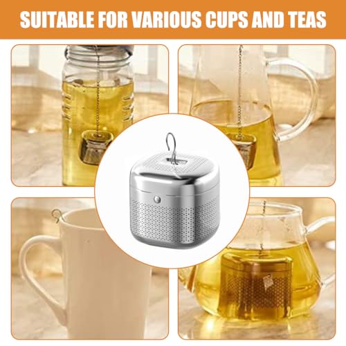 Image 7 of Supvox Tea Infuser Cube 304 Stainless Steel Strainer Hook Chain Fine Mesh