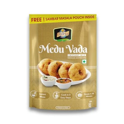 Image 1 of 200 gm / Pack of 1 for the product Deepak Medu Vada Instant Mix | South Indian Snack | Ready-To-Cook Breakfast | Quick & Easy To Prepare Vada Mix | No Added Preservatives