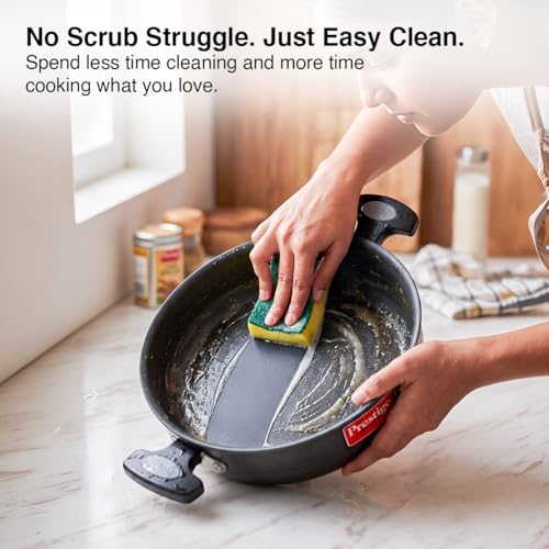 Image 6 of Prestige Hard Anodised Multi Kadhai | 28 cm | Black | Induction Base | Multi-Purpose Accesories - Idli Stand, Dhokla Stand and Steamer | Round Bottom | Durable Handles