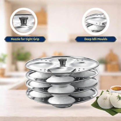 Image 4 of Stainless Steel 4 Plate Idli Stand Maker, Makes 16 Idlis