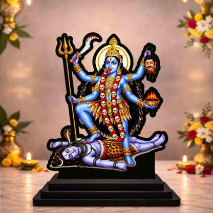 Image 1 of Default Title for the product Maa Mahakali Wooden MDF Printed Idol with Stand, 4 x 5 Inch, Pooja Room Decor, Home Temple Mandir Decoration, Religious Gift