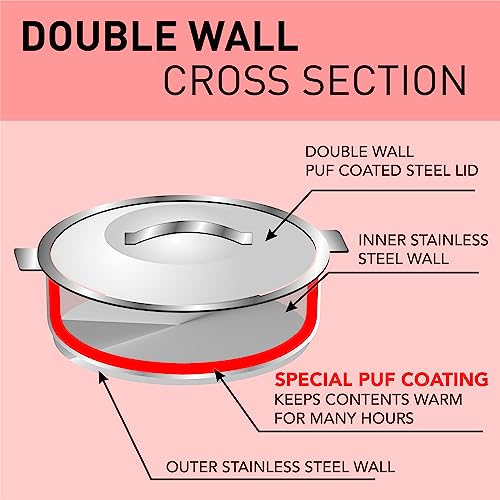 Image 6 of Sumeet Stainless Steel Casserole with Steel Lid | 2 Pieces - 1.5 Ltr Each