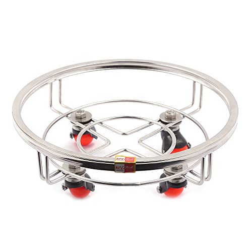 Image 1 of Default Title for the product KCL Stainless Steel Cylinder Trolley with Wheels Gas Trolley Lpg Cylinder Stand - 1 Unit - Dimensions - 30Cm