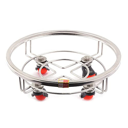 Image 1 of Default Title for the product KCL Stainless Steel Cylinder Trolley with Wheels Gas Trolley Lpg Cylinder Stand - 1 Unit - Dimensions - 30Cm