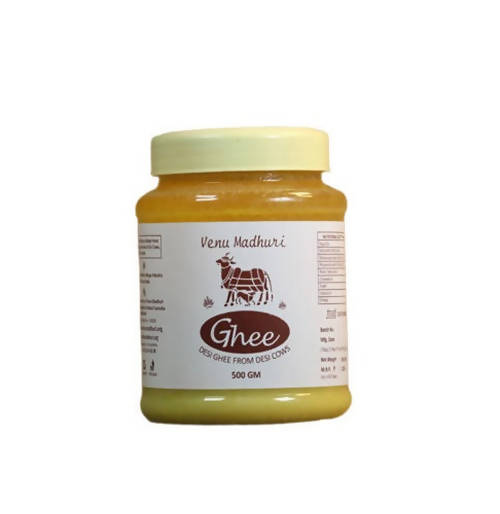 Image 1 of 500 gm / Pack of 1 for the product Venu Madhuri Desi Cow Ghee Bottle | Indian Hallikar Cow Ghee, Pure A2 Ghee, Natural & Healthy, Non-GMO | Bilona Method | Traditional Curd-Churned