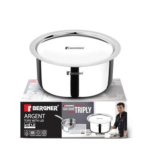 Image 1 of Default Title for the product BERGNER Argent TriPly Stainless Steel Tope with Lid 1.2 L