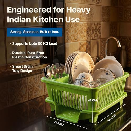 Image 4 of HomeWiz Plastic Dish Drying Rack 43x30x20 cm
