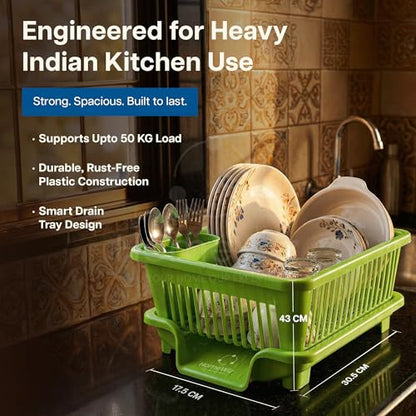 Image 4 of HomeWiz Plastic Dish Drying Rack 43x30x20 cm