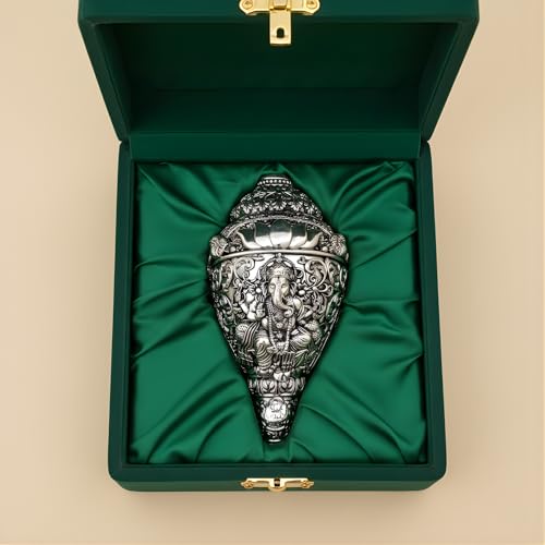 Image 6 of Dev Aastha 999 Pure Silver Plated Ganesh Shankh 8 Inch