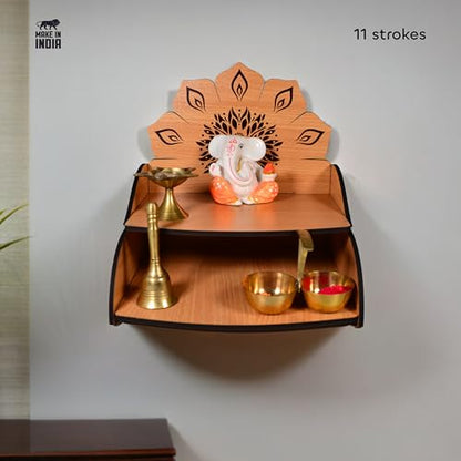 Image 3 of 11 Strokes Vidyut Wooden Pooja Mandir for Home Small Size