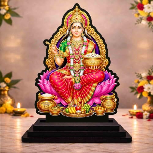 Image 1 of Default Title for the product Annapurna MATA Wooden MDF Printed Idol with Stand, 4 x 5 Inch, Pooja Room Decor, Home Temple Mandir Decoration, Religious Gift