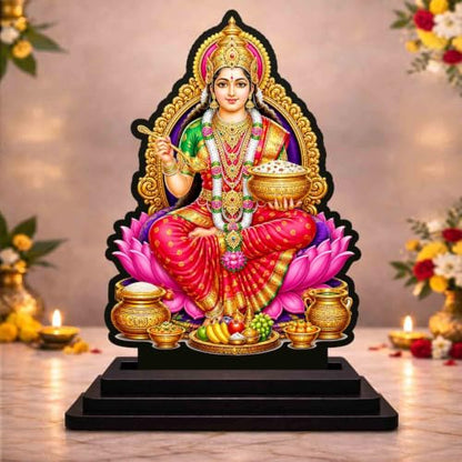 Image 1 of Default Title for the product Annapurna MATA Wooden MDF Printed Idol with Stand, 4 x 5 Inch, Pooja Room Decor, Home Temple Mandir Decoration, Religious Gift