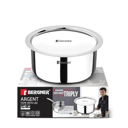 Image 2 of 1.2 Litres for the product BERGNER Argent Triply Tope with Stainless Steel Lid