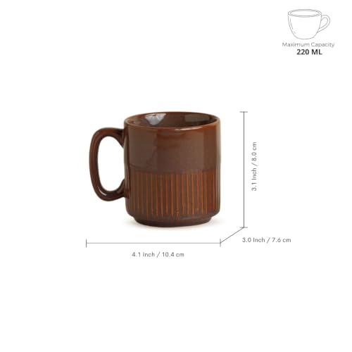 Image 5 of ExclusiveLane Mocha Brewline Ceramic Tea Cups Set of 6 (220 ml)