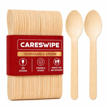 Image 2 of 25 Pcs for the product Careswipe Disposable Wooden Spoons 160 mm 100 Pack