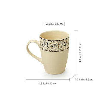 Image 5 of ExclusiveLane Warli Village Tales Handcrafted Ceramic Coffee Mugs Set of 6 (300 ml)