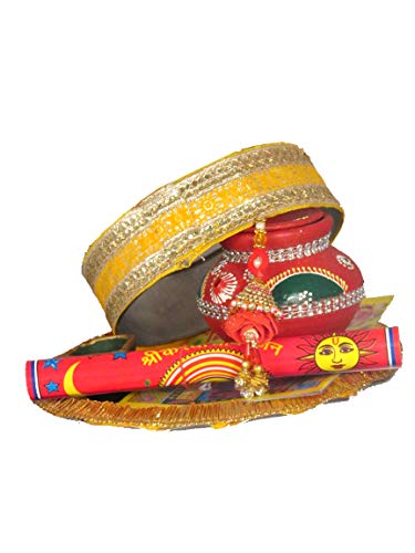 Image 1 of Default Title for the product Suninow Yellow Karwa Chauth Pooja Thali Set