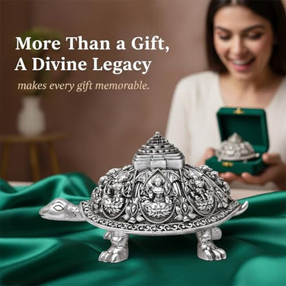 Image 4 of Dev Aastha 999 Pure Silver Plated Ashta Lakshmi Tortoise Idol (2 Inch)