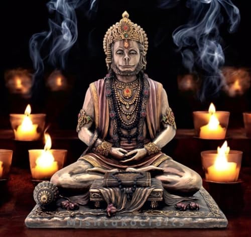 Image 6 of Hanuman Ji Statue | Hindu God Figurine Balaji for Pooja Room, Altar, Gifting | for Home Decor, Office Decor (8 Inch)