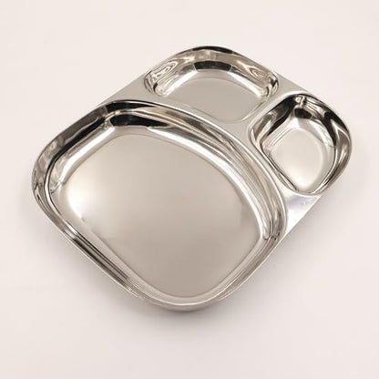 Image 2 of Medium-1 for the product Spillbox Stainless Steel Dinner Plate with 3 Compartments