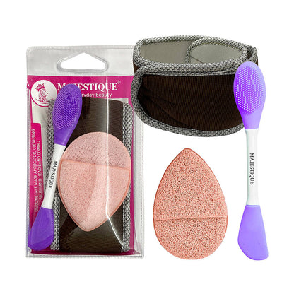 Image 1 of 37 g for the product Majestique Facial Head Band, Dual Sided Silicone Brush With Makeup Remover Sponge