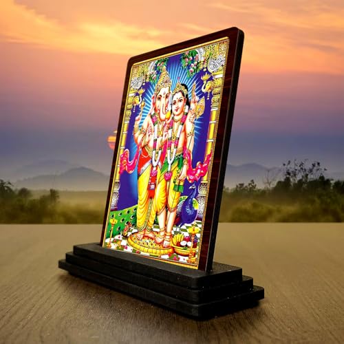 Image 3 of 4x5 Inch Ram Darbar Wooden Idol with HD Print | Auspicious Blessing Desk & Temple Decor