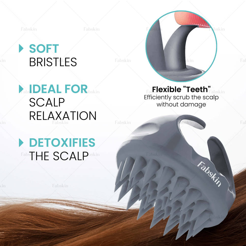 Image 2 of Fabskin Hair Scalp Massager & Shampoo Hair Brush - Grey