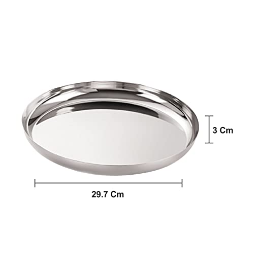 Image 5 of neelam Stainless Steel 13, 18 Gauge Lazer Etching J.K Khumcha Thali, 30 cm, Set of 12