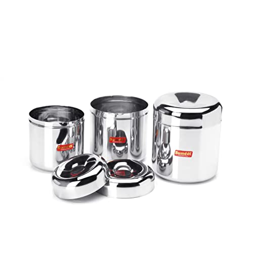 Image 3 of Sumeet Stainless Steel Vertical Utility Canisters Set Of 3Pc (320Ml,500Ml,650Ml)